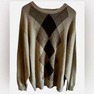 Dockers men’s argyle crewneck sweater. Size 3x Brown tones